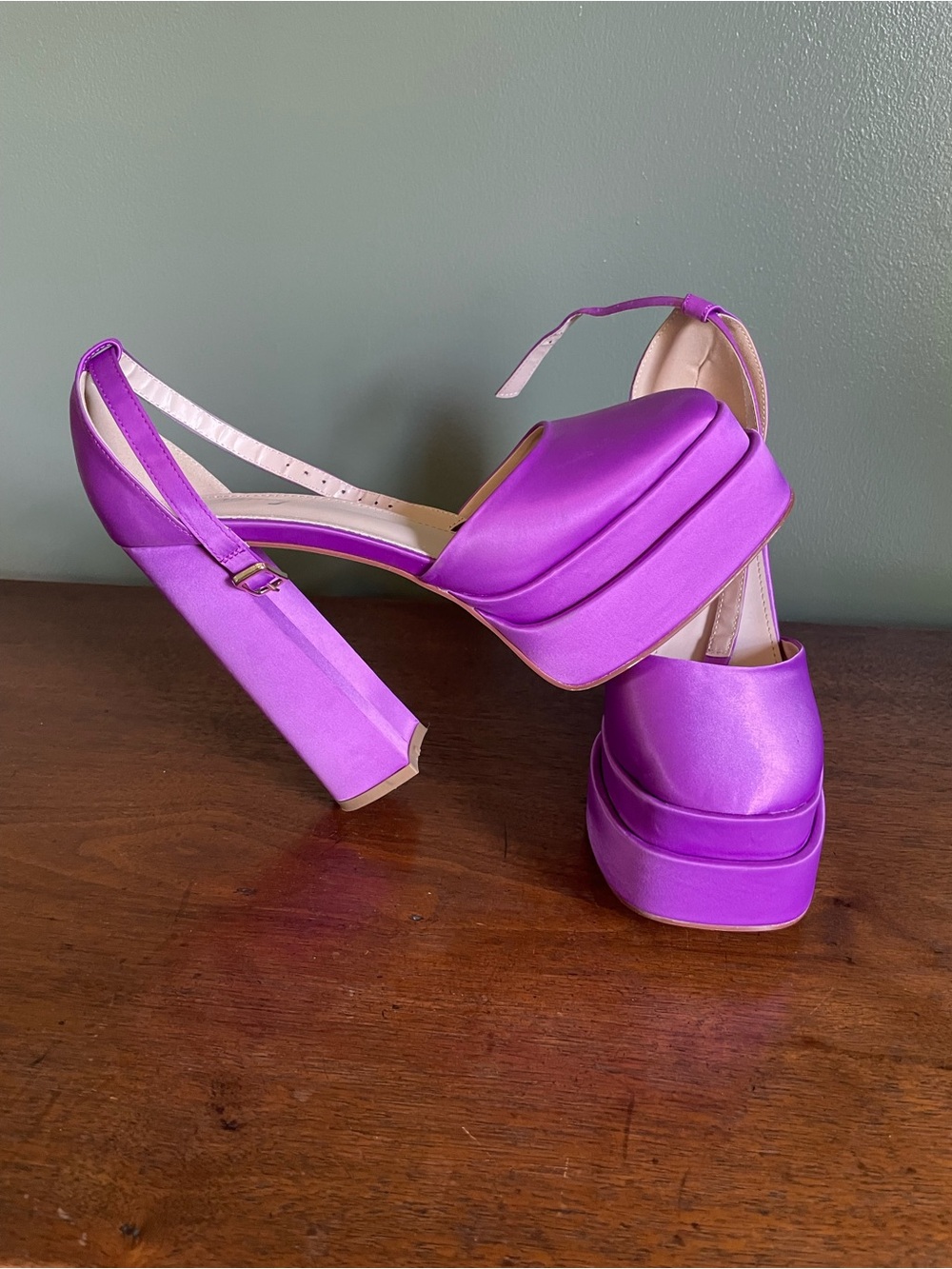 Platform Block Heel Sandals in Bright Purple - Women's